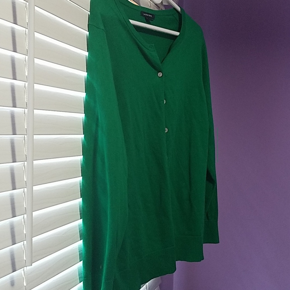 1X Kelly Green Lands' End Cardigan